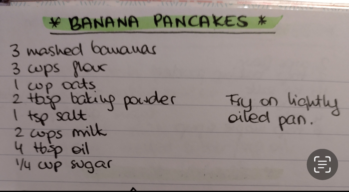 Recipe for vegan banana pancakes