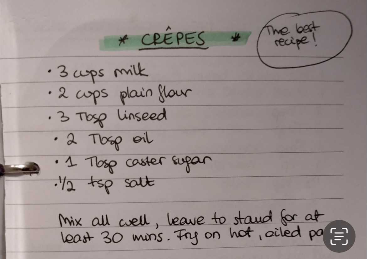 Recipe for vegan crepes